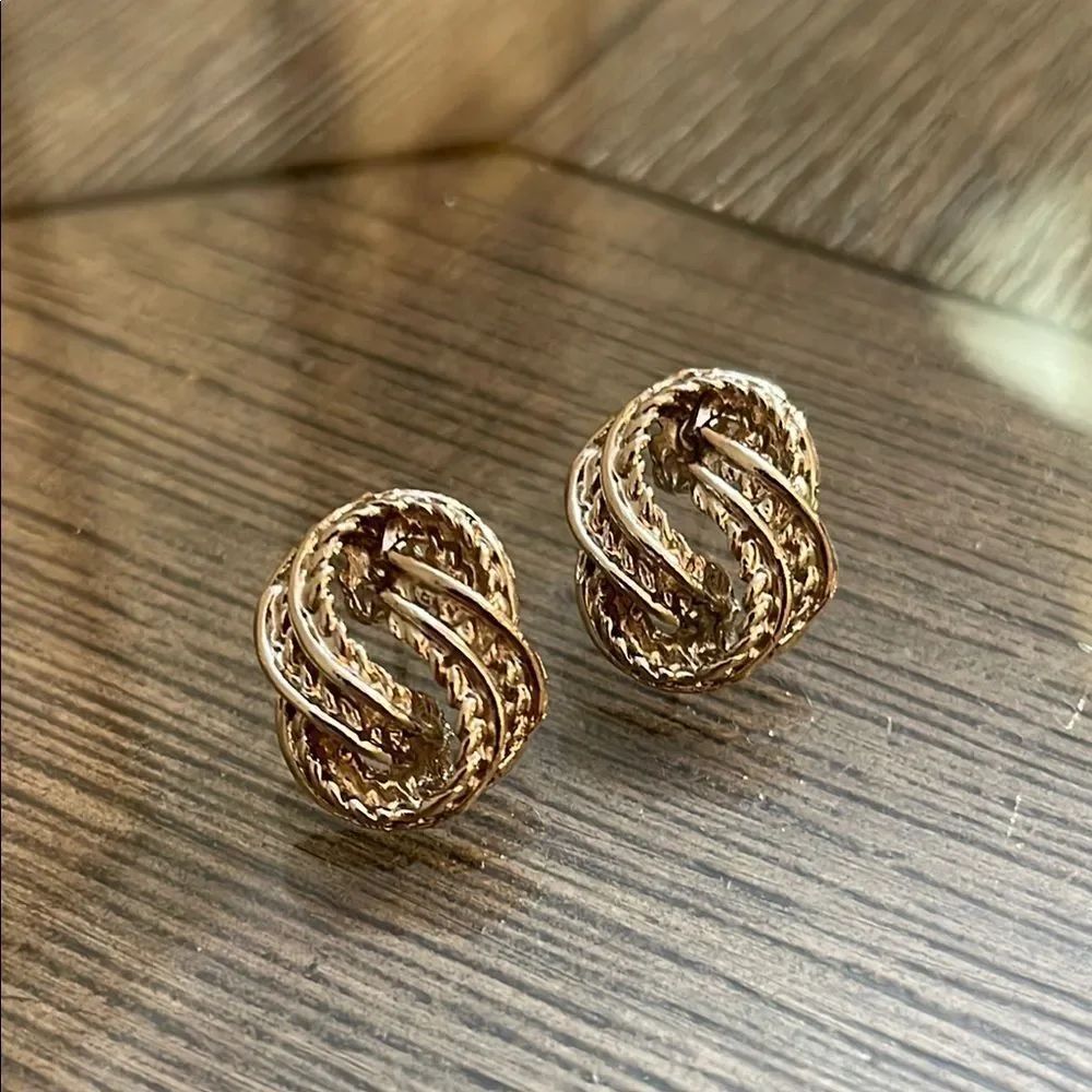 Vintage Silver-tone Twisted Knot Earrings